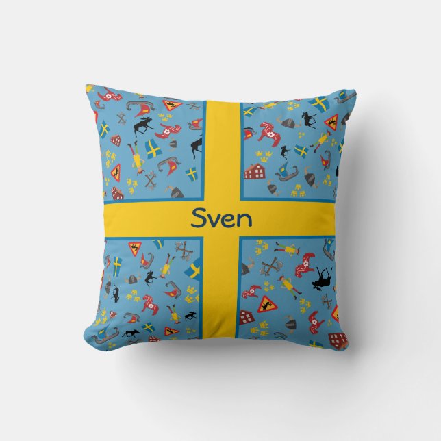 Svenskkulturobjekt med flagga kudde (Framsida)