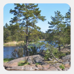 Svenskt landskap fyrkantigt klistermärke