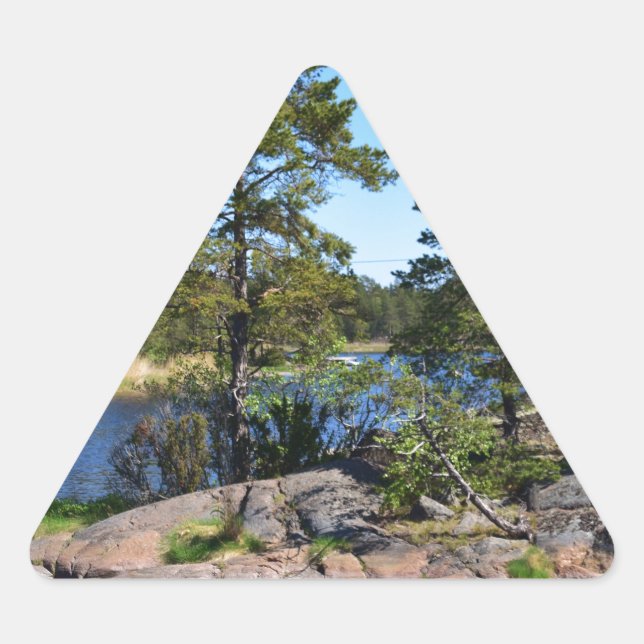 Svenskt landskap triangelformat klistermärke (Framsida)