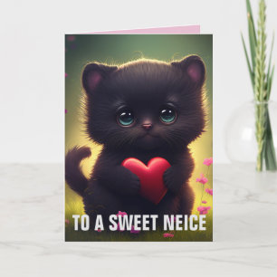 SVENSKT NEICE CAT BIRTHDAY CARD TACK KORT