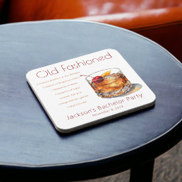 Svenskt recept på Old Fashioned-dryck för möhippa Underlägg Papper Kvadrat