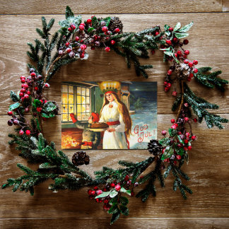 Svenskt Sverige Vintage Lucia God jul Julkort
