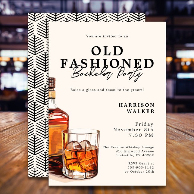 Svenskt tema för möhippa med whisky Old Fashioned  Inbjudningar (Fully customizable. )