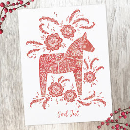 Svenskt vykort för Dala Horse God Jul Helgdag