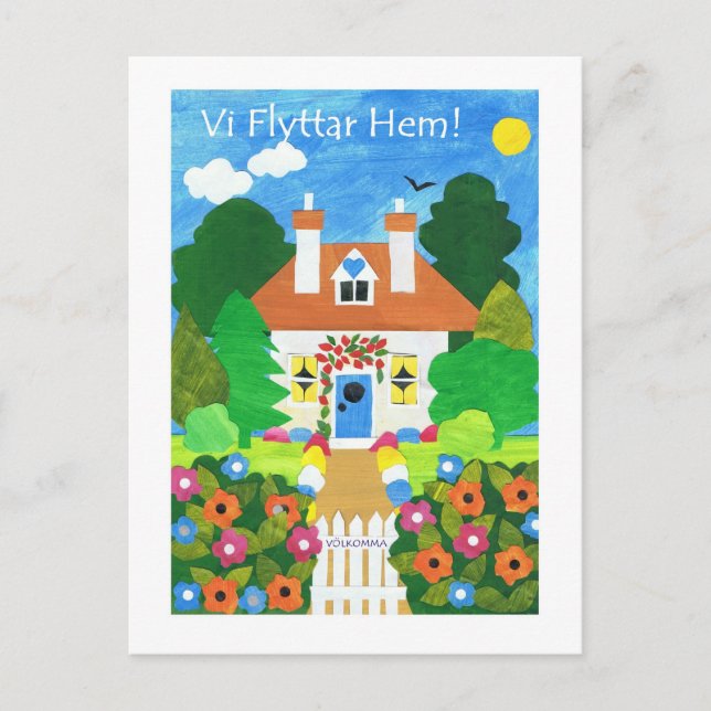 Svenskt vykort för meddelande om ny adress (Framsida)
