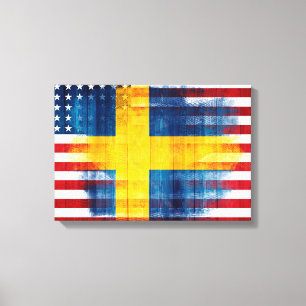 Svenskt Wood korn för amerikanska flaggan & Canvastryck