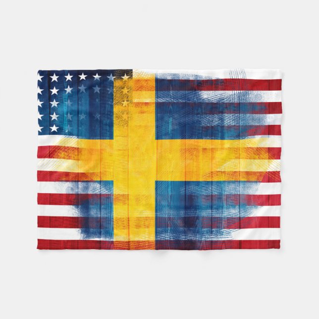 Svenskt Wood korn för amerikanska flaggan | & Fleecefilt (Framsidan (Horisontell))