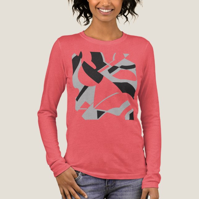 Svep Grått Svart, fet diagonal konsdesign T Shirt (Framsida)