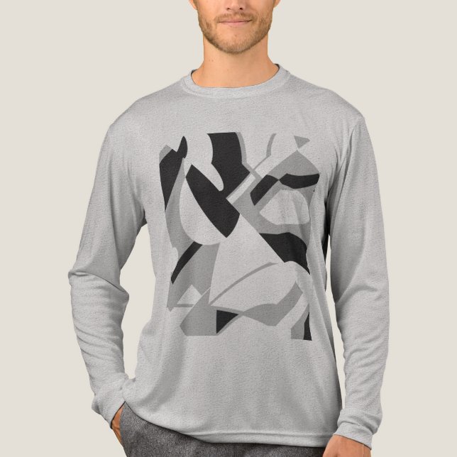Svep Grått Svart, fet diagonal konsdesign T Shirt (Framsida)