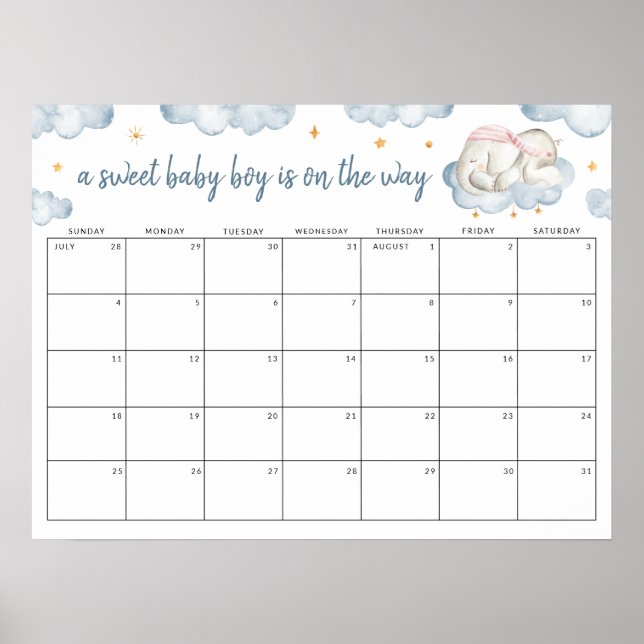 Svep Pojke Gender-kalvningsdatum Poster (Framsidan)