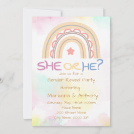 Svep Rainbow Gender Reveal Party-inbjudan Inbjudningar