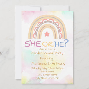 Svep Rainbow Gender Reveal Party-inbjudan Inbjudningar