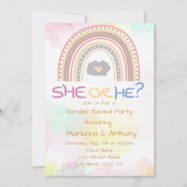 Svep Rainbow Gender Reveal Party-inbjudan Inbjudningar
