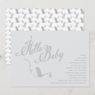 Svepande Stork Baby Shower Inbjudningar