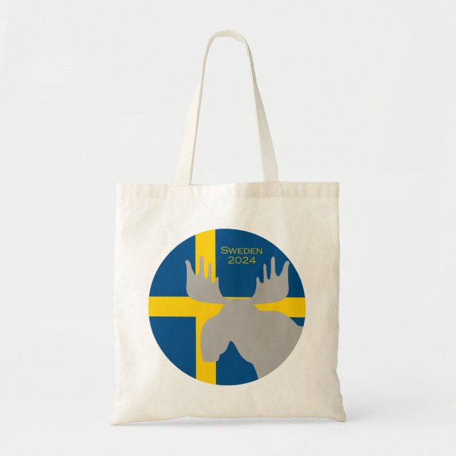 Sverige 2024 med Bag och Flagga Tote Bag Tygkasse (Framsidan)
