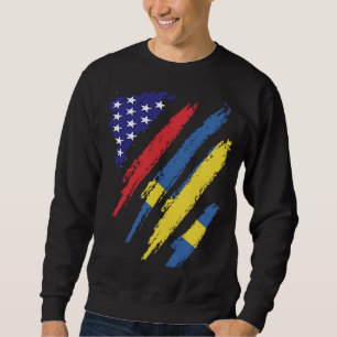 Sverige American Grown Flagga USA Patriot Heritage Lång Ärmad Tröja