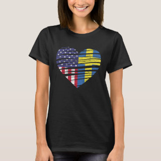 Sverige American Grown Heart USA Patriot Heritage T Shirt