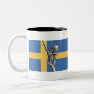 Sverige Arb Art Arborist Träd Surgeon Chainszon Två-Tonad Mugg
