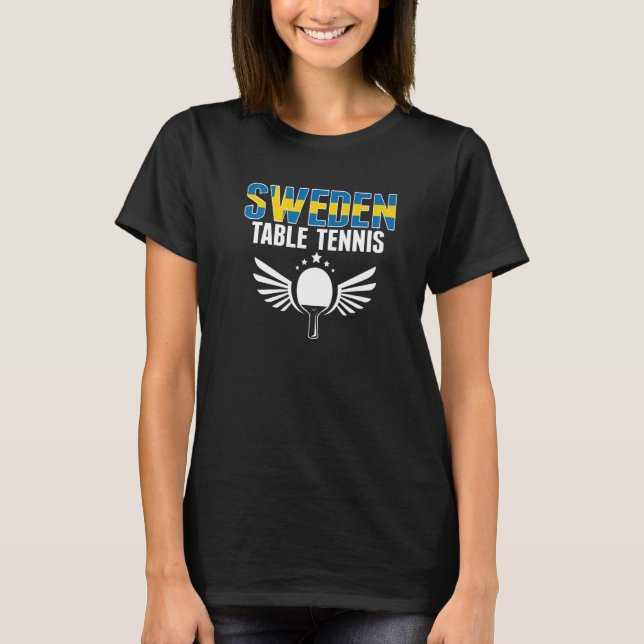 Sverige Bord Tennis Svenska Ping Pong Team Support T Shirt (Framsida)