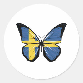 Sverige Butterfly Flagga Runt Klistermärke