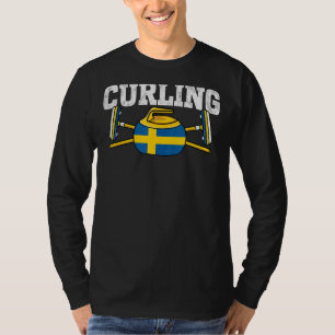 Sverige Curling Broom Winter Ice Sports svensk Fla T Shirt