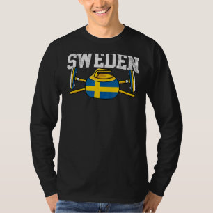 Sverige Curling Broom Winter Ice Sports svensk Fla T Shirt