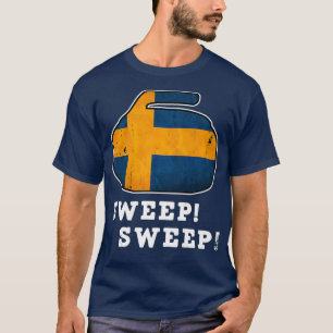 Sverige Curling Naional Flagga Sweep Curler T Shirt