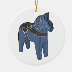 Sverige Dala Horse Dalecarlian Svenska Julgransprydnad Keramik