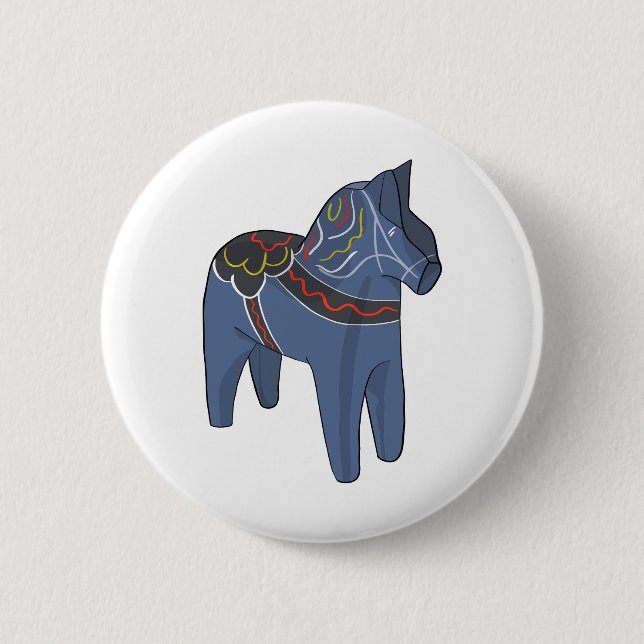 Sverige Dala Horse Dalecarlian Svenska Knapp (Framsida)