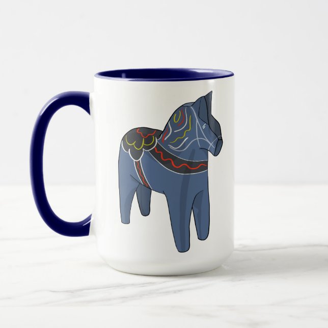 Sverige Dala Horse Dalecarlian Svenska Mugg (Vänster)