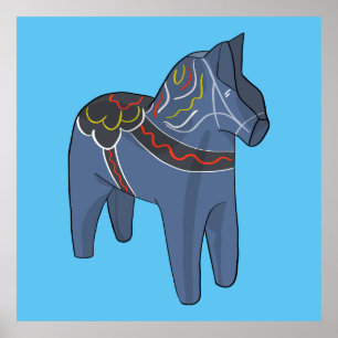 Sverige Dala Horse Dalecarlian Svenska Poster