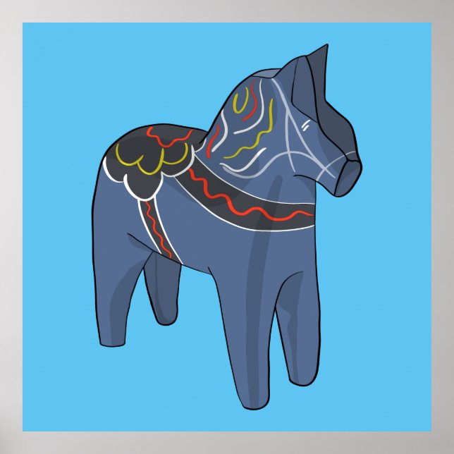 Sverige Dala Horse Dalecarlian Svenska Poster (Framsidan)