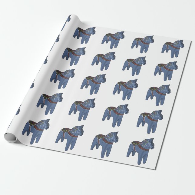 Sverige Dala Horse Dalecarlian Svenska Presentpapper (Utrullad)
