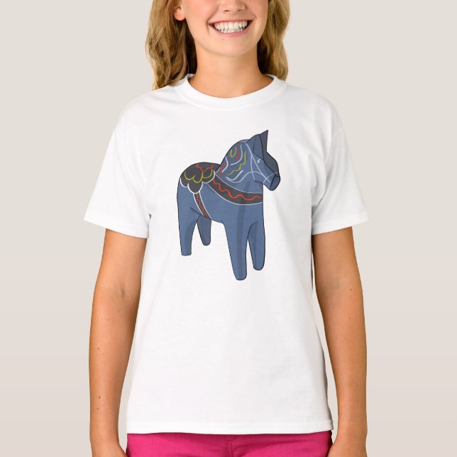 Sverige Dala Horse Dalecarlian Svenska T Shirt (Framsida)