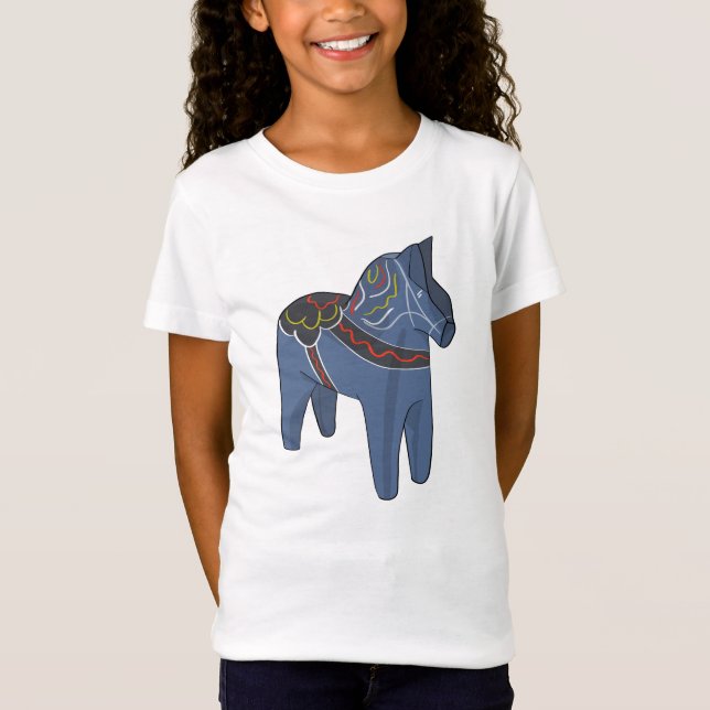 Sverige Dala Horse Dalecarlian Svenska T Shirt (Framsida)