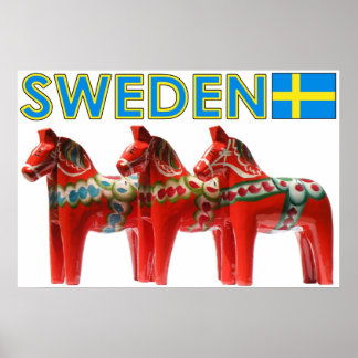 Sverige Dala Horse Poster