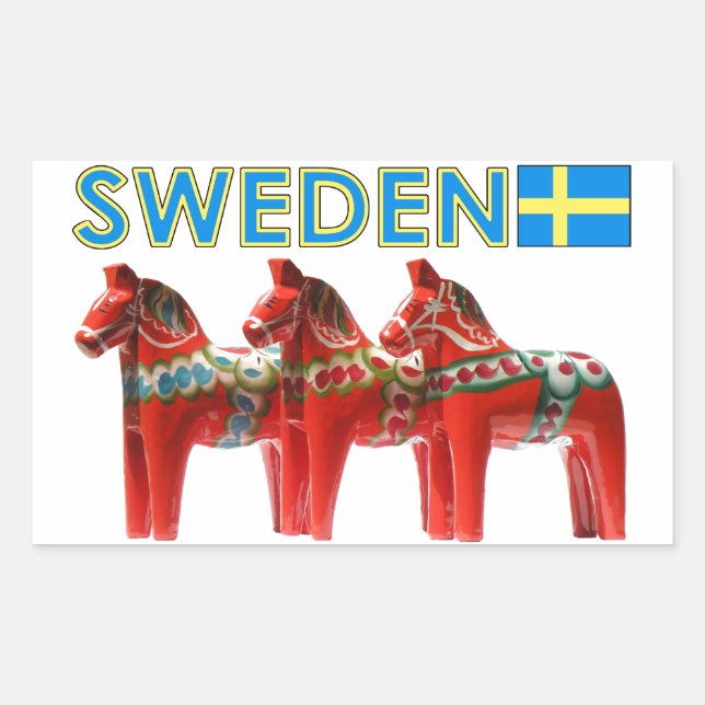 Sverige Dala Horses Rektangulärt Klistermärke (Framsida)