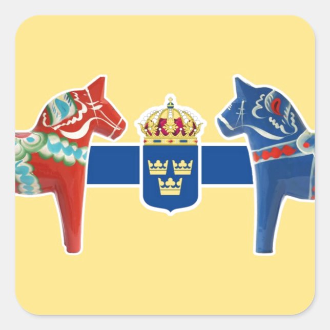 Sverige Dala Jackar Arm Fyrkantigt Klistermärke (Framsida)