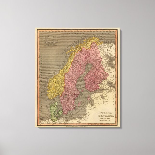 Sverige, Danmark, Norge Canvastryck (Framsida)