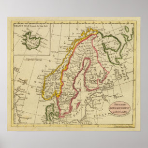 Sverige, Danmark, Norge, Finland, Island Poster