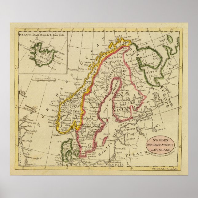 Sverige, Danmark, Norge, Finland, Island Poster (Framsidan)