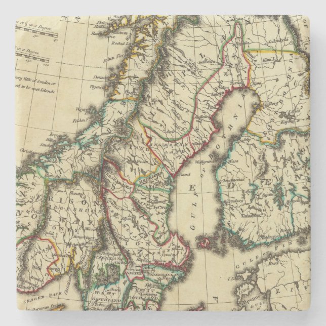 Sverige Danmark, norge med skisserade gränser Stenunderlägg (Framsidan)