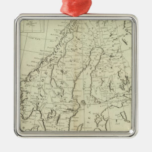 Sverige, Danmark, norge och Finland Julgransprydnad Metall