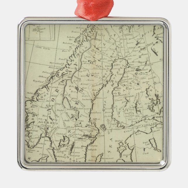 Sverige, Danmark, norge och Finland Julgransprydnad Metall (Framsidan)