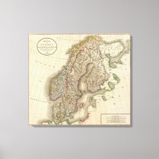 Sverige, Danmark och Norge Canvastryck (Framsida)