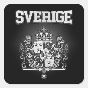 Sverige Emblem Fyrkantigt Klistermärke