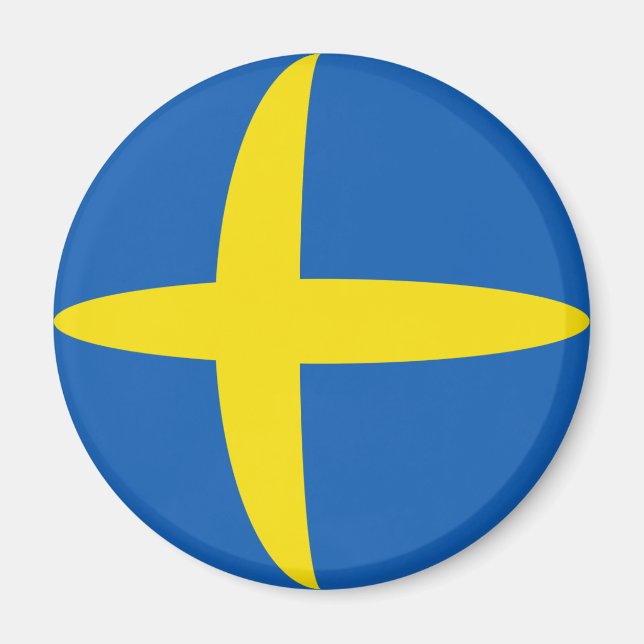 Sverige Fisheye Flagga Magnet (Framsidan)