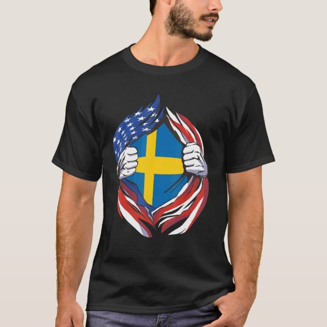 Sverige Flagga Amerikansk stolthet över mitt svens T Shirt (Framsida)