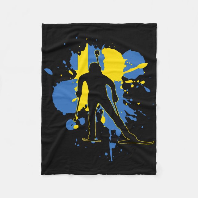 Sverige Flagga Biathlonist - Svenska Svensklicknin Fleecefilt (Framsidan)