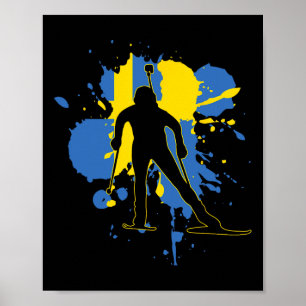 Sverige Flagga Biathlonist - Svenska Svensklicknin Poster